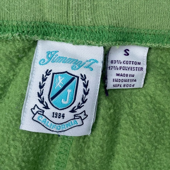 Super Cute & Soft 90s Pink & Green Embroidered Jimmyz Flare Bottom Sweatpants - Picture 6 of 10